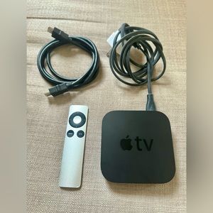 Apple TV Box with remote and HDMI cord